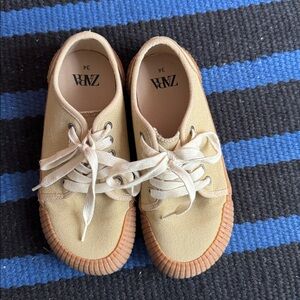 Zara Kids Tan Canvas Sneakers with Gum sole